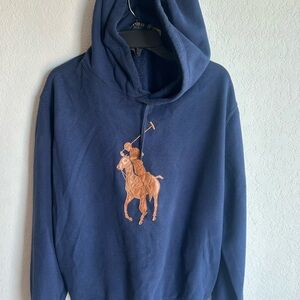 Polo by Ralph Lauren Dark Blue Hoodie with Tan Logo
